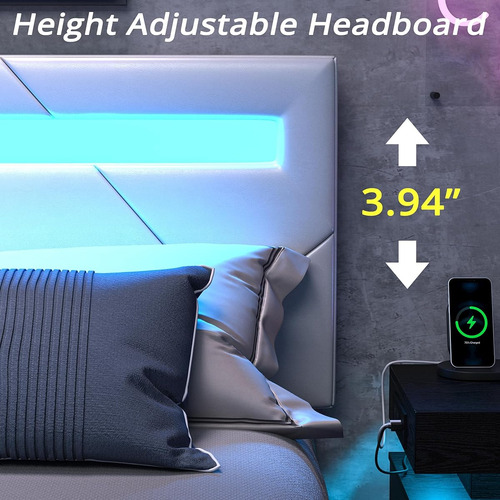 Base De Cama Likimio Matrimoial C/ Luces Led Blanco