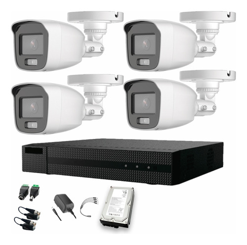 EPCOM Kit 4 Cámaras de seguridad B8-KIT-CV/A-4CSC3 CCTV Exterior ColorVu Alta definición  Metálicas Videovigilancia B8-KIT-CV/A Micrófono integrado