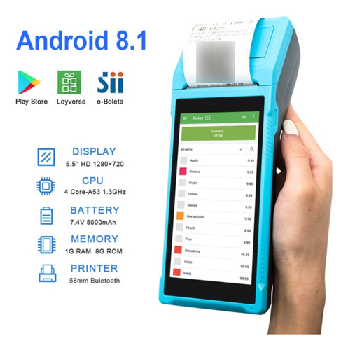 Terminal Pda Pos Wifi Bluetooth Android 8,1 Impressora 58mm