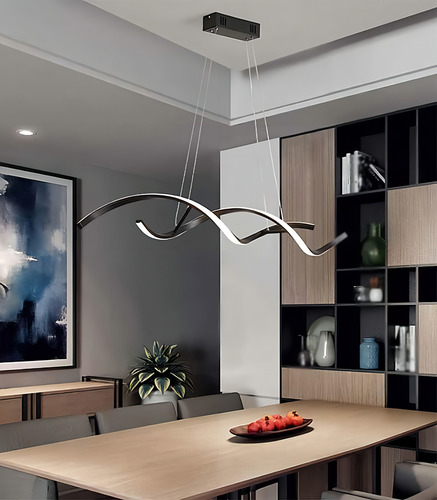 Luminária Pendente Led Espiral Dna Moderno Mesa E Sala 3000k Estrutura Preto 110v/220v