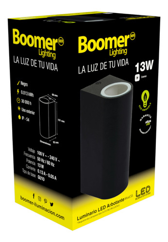 Lámpara Arbotante Para Pared Ss Negro, Base Gu10, 13w, Ext