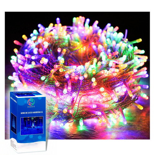 Serie Navideña Dosyu 700 Led 35 Metros Luces Navideñas Decorativas Cable Transparente Foco Clásico Luz Multicolor
