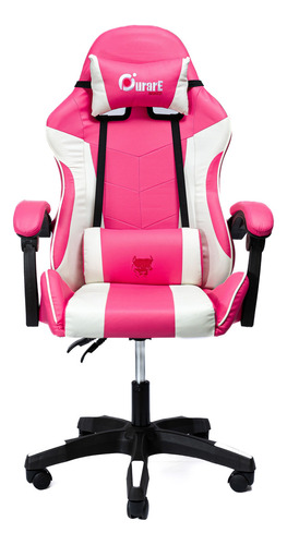 Silla Gamer Purare® Calidad Premium Vibración (recomendada) Color Rosa Material del tapizado Cuero sintético