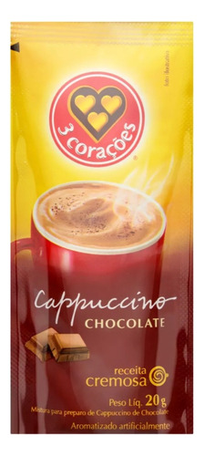 Kit Caixa Cappuccino Chocolate 3 Corações Em Sachê