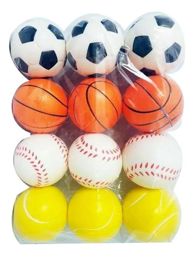 Pack 12 Mini Pelotas Diferente Tenis Basket Futbol Béisbol