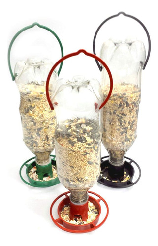 3 Comederos Colgantes Para Pájaros Con Botellas De Soda, 3 P