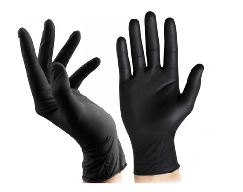 Imagen 2 de 3 de Guante Nitrilo Descartable Negro Caja 100 Unidades Msp 77025