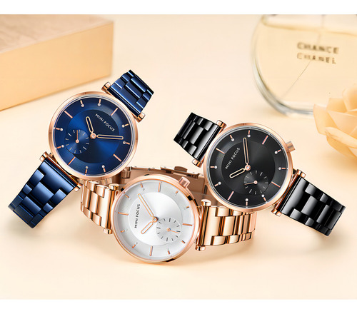 Reloj De Pulsera De Cuarzo De Moda Mini Focus Para Mujer Color De La Correa Azul