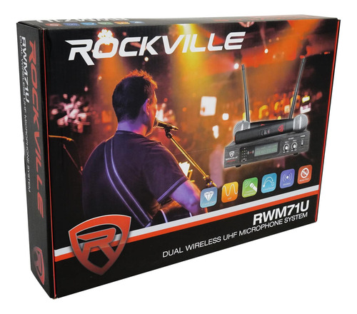 Rockville Rwm71u Dual Uhf Handhel Wireless System Receptor,