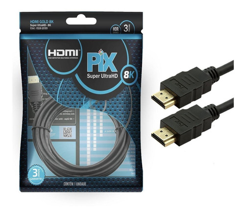 Cabo Hdmi 2.1 8k Ultrahd Hdr Dinamico 1,5 Metros Ponta Gold