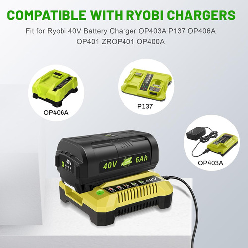 6.0ah 40v Op4050a Reemplazo Para Ryobi 40v Op4015 Op4040 Op4