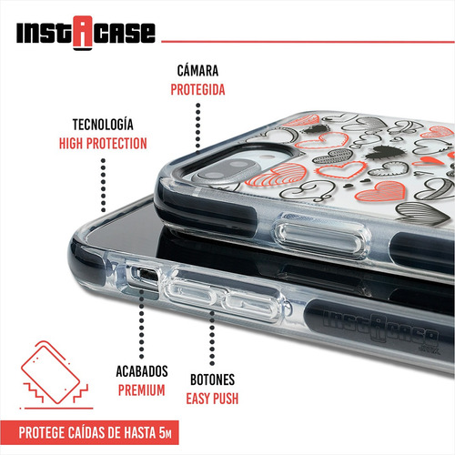 Funda Para iPhone Corazones Personalizada Con Nombre