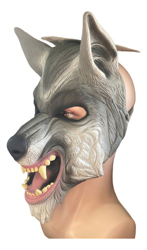 Fantasia Máscara Lobo Mau Feroz Com Dentes Com Elástico