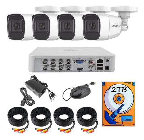 Kit Circuito Cerrado 8ch 4 1080p Epcom Audio Metal 2tb