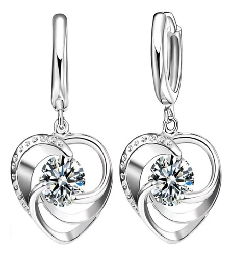 Collar Con Dije De Corazón Sencillo, Mxken-003, 3pzas, Coraz Color Plateado