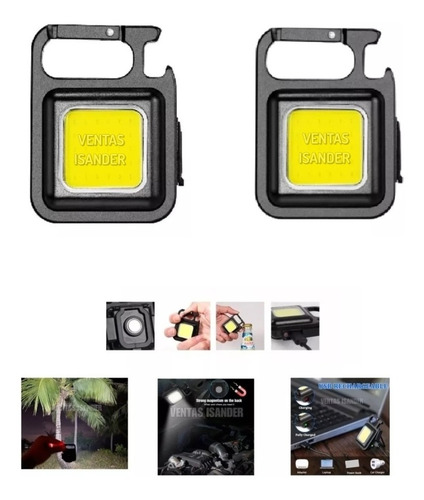 2 Piezas Lampara Led Iman 800 Lumens Destapador Llavero Usb