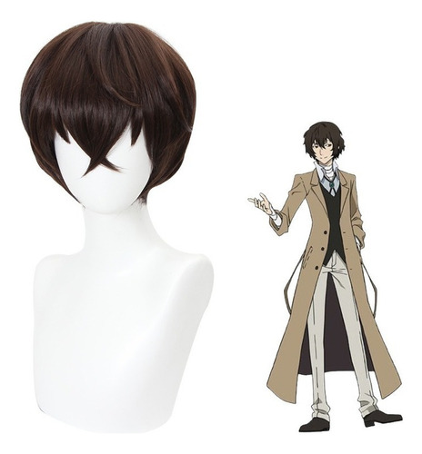 Bungo Stray Dogs Dazai Osamu Peluca Cosplay Pelo Corto 30cm