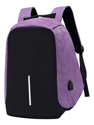 Mochila Antirrobo Impermeable Porta Notebook Usb Anticorte Color Violeta Diseño De La Tela Liso