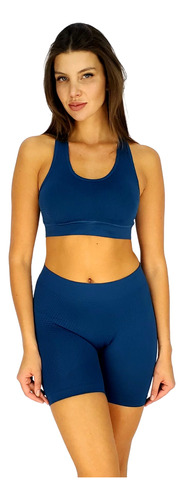 Conjunto Deportivo Mujer Top Espalda Abierta Y Short Push Up