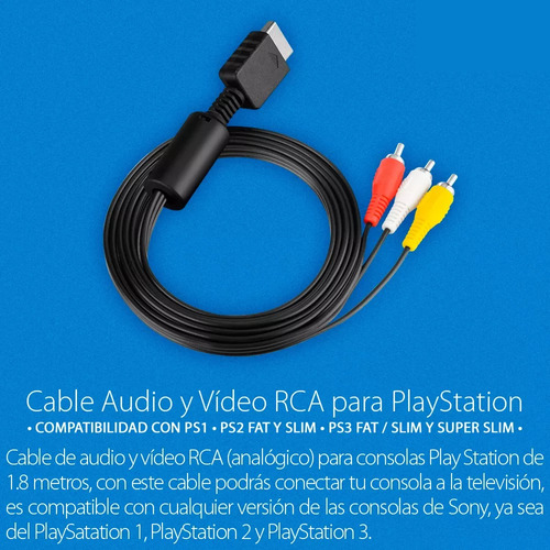 Cable Av De Audio VĂdeo A Rca Conector Adaptador De Calidad