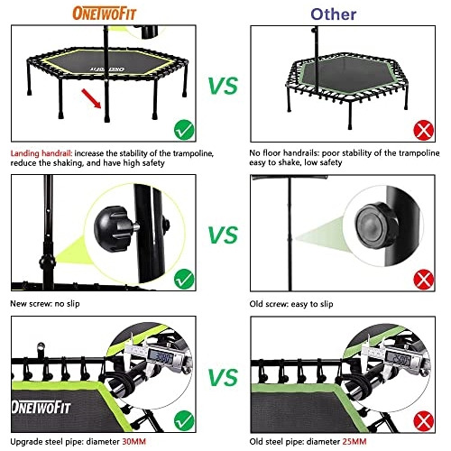 Mini Trampolines Silencioso Con Barra De Mango Ajustable