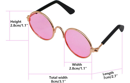 Yaodhaod Pet Gafas De Sol Clásico Retro Circular Metal Pr...