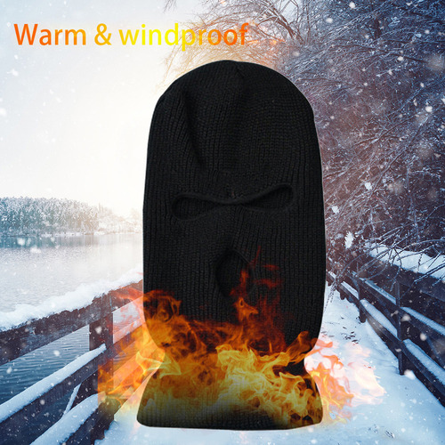 Conjunto De Gorros De Malha Balaclava Com 2 Peças De 3 Furos