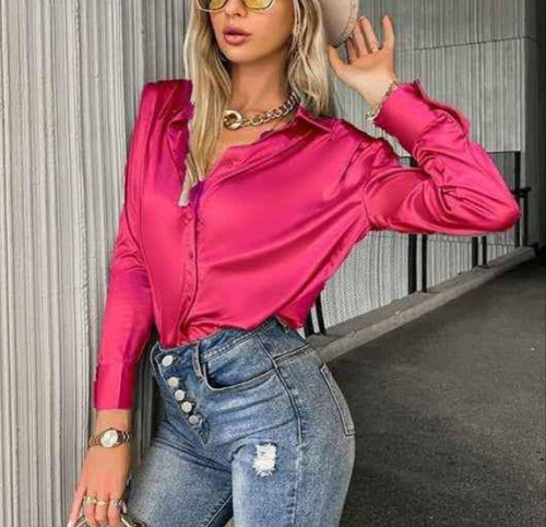 Blusas De Satín Licrado Cede Elegante Sofisticado