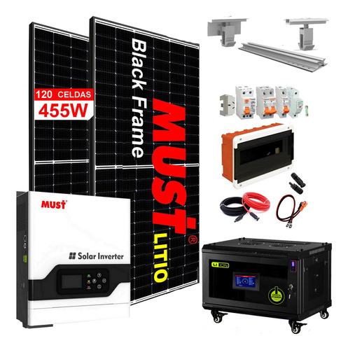 Kit Solar Must Vivienda 9000watts/dia Bateria De Litio M9l