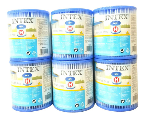 6 Pack Filtro Tipo H Para Bomba Filtrante Piscinas Intex