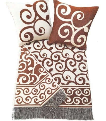 Imagem 5 de 9 de 01 Kits Manta Xale Para Sofá Jacquard C/ Almofadas 05 Peças
