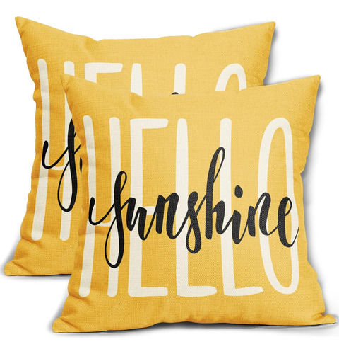 Hola Sunshine - Juego De 2 Fundas De Almohada De 18 X 18 Pul