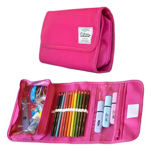 comprar Cartuchera Canopla Desplegable Escolar 6 Colores Astuccio Color Rosa