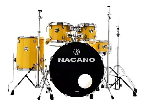 Bateria Acustica Nagano Garage Rock Yellow Racing C/ Banco