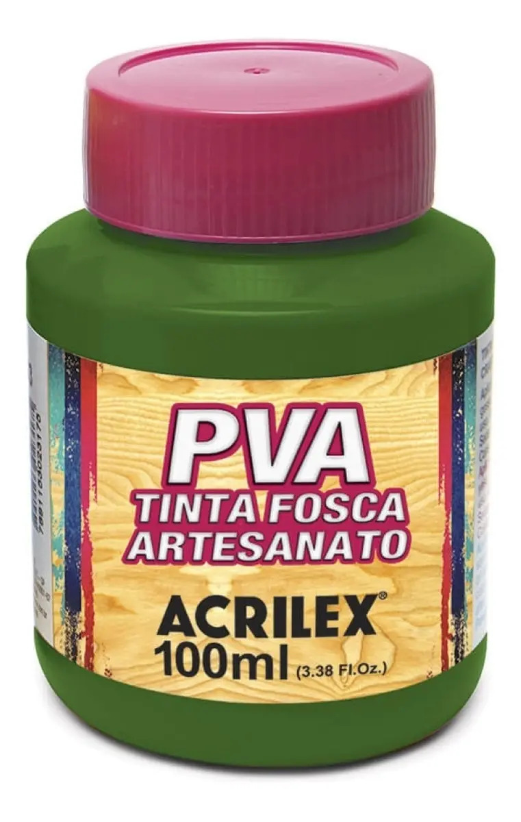 Tinta PVA Fosca Acrilex 100ml Verde Oliva Para Artesanato