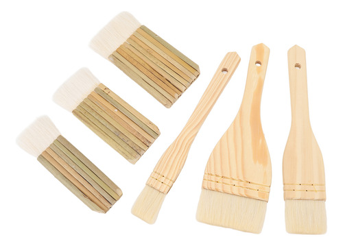 6 Brochas Para Esmaltar Cerámica, Pelo Suave De Cabra