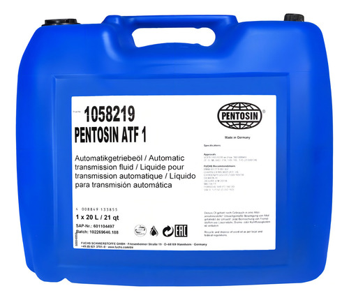 Aceite Transmision Automatica Atf 1 Pentosin 1058219 Volvo 20L Auto/Camioneta