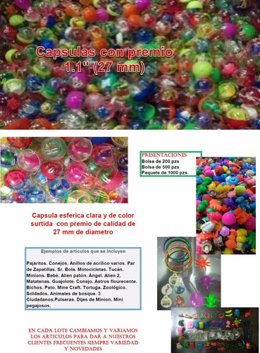 200 Capsulas 1 PuLG Premios D Calidad P $2 Chiclera Vending