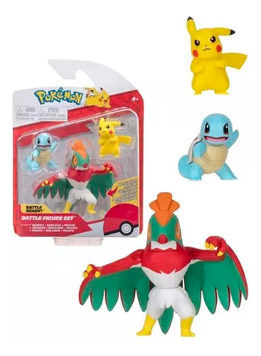 Pack Pokemon 3 Figuras Oficiales Jazwares Pikachu Squirtle