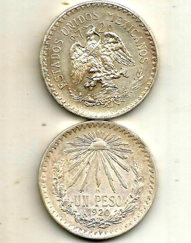 Moneda De Un Peso Plata 1920 2 Sobre Uno La Rara Usada