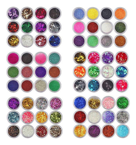 Xichen®72pc Nail Art Glitter Pó Dicas Decoração (72)
