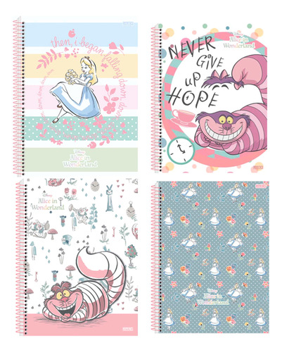 Caderno Unv Espiral Capa Dura Alice In Wonderland 80f 1mat