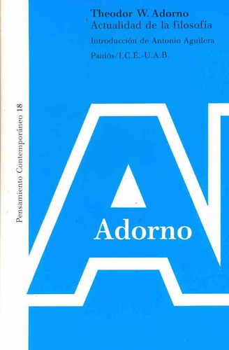 Actualidad De La Filosofia* - Theodor W. Adorno