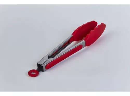 Pinzas Gastronomica Cocina Punta Silicona Roja 31 Cm Color Rojo