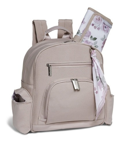 Mochila Noah Maternidade Bolsa Flora Rosa Masterbag Baby Cor Prateado