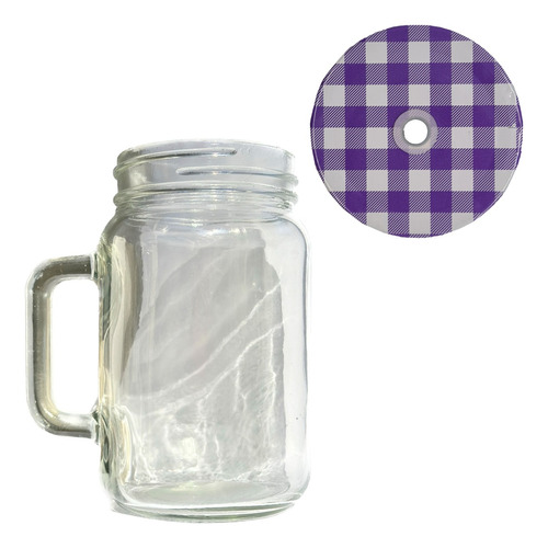 6 Caneca Vidro Lisa Mason Jar 6 Tampa E Canudo Sweet Amado