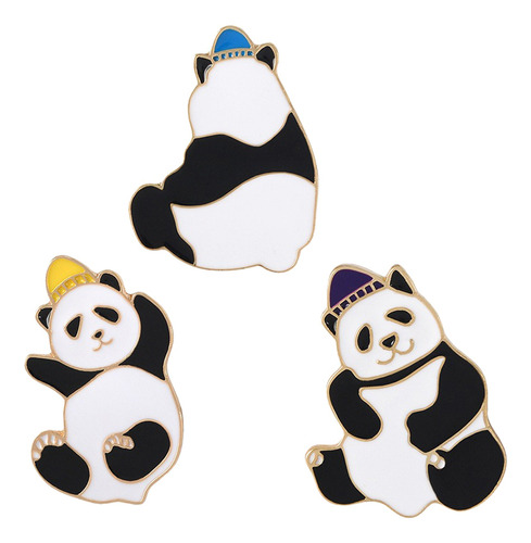 Juego De Broches De Solapa Con Insignia De Panda De 3 Piezas