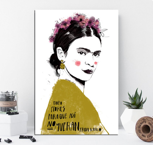 Cuadro Canvas Frida Kahlo Pinto Flores No Mueran Pop Art