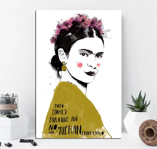 Vinilo Decorativo 50x75cm Frida Kahlo Pinto Flores