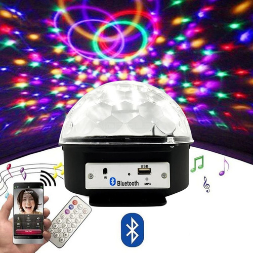 Globo Colorido Meia Bola Maluca Rgb Led Bluetooth Laser